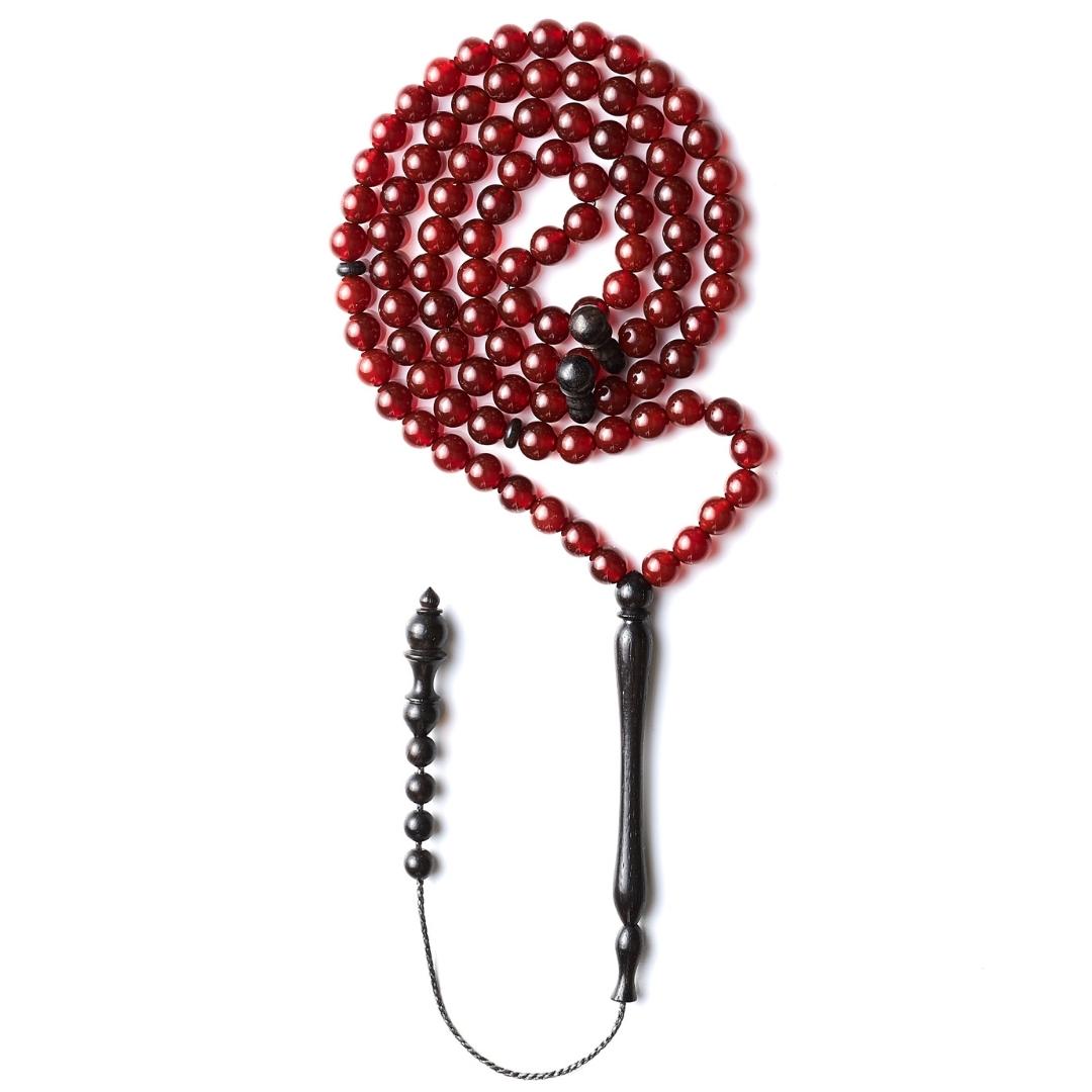 The Beloved Sibha: Aqeeq and Ebony - 99 Beads, 6mm