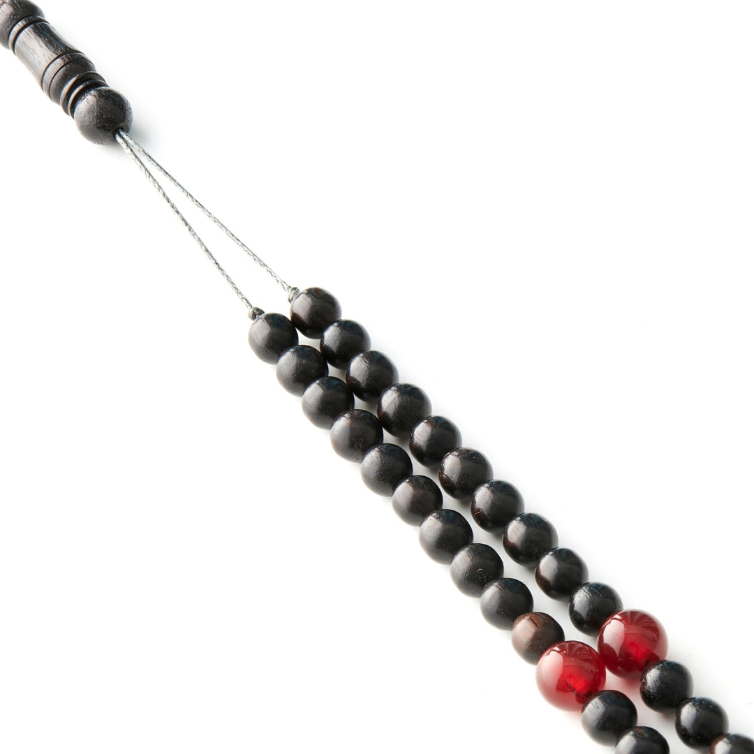 The Traveller Sibha Bracelet: Aqeeq and Ebony - 99 Beads, 5.5mm