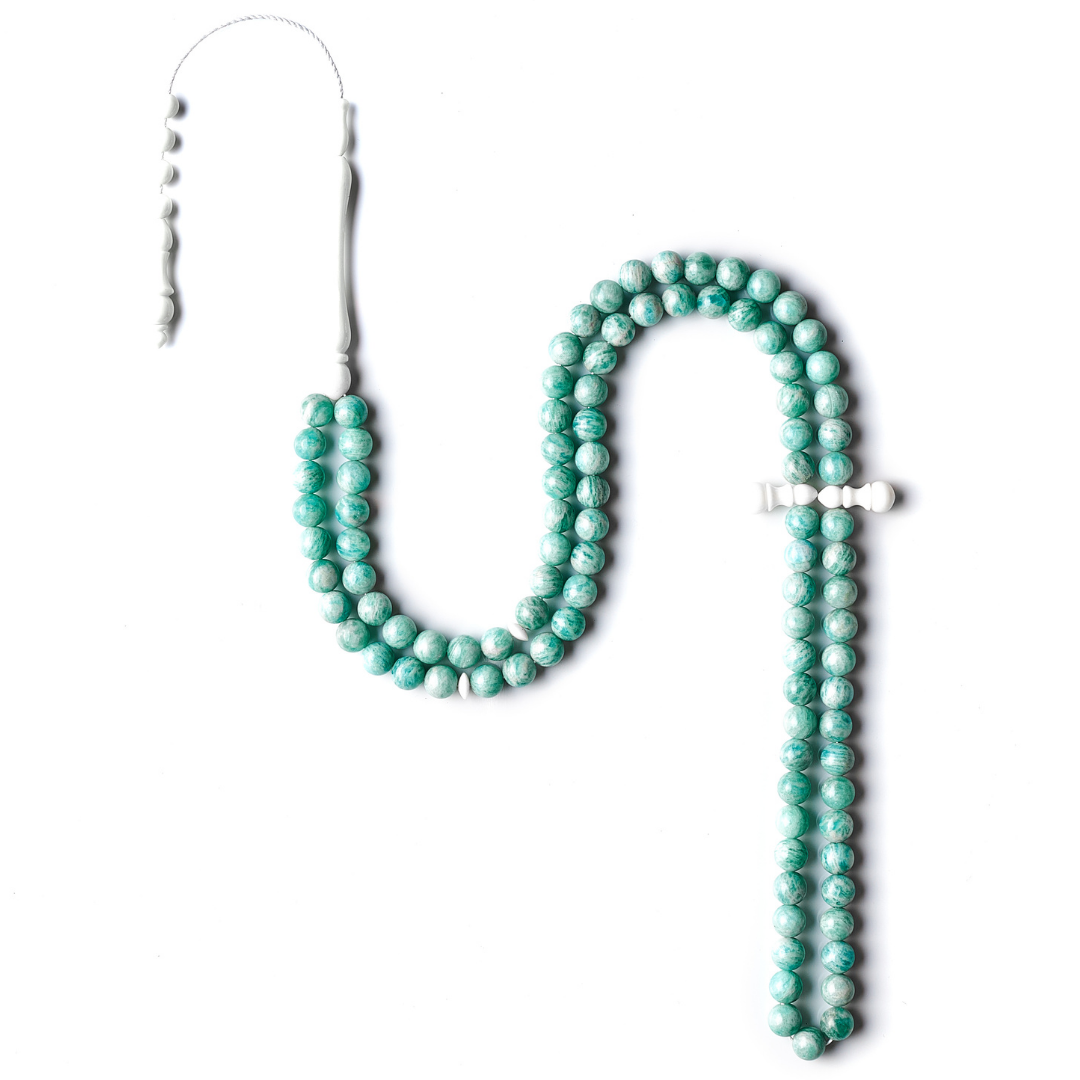 The Oceana Sibha: Amazonite and Dromedary - 99 Beads, 8mm