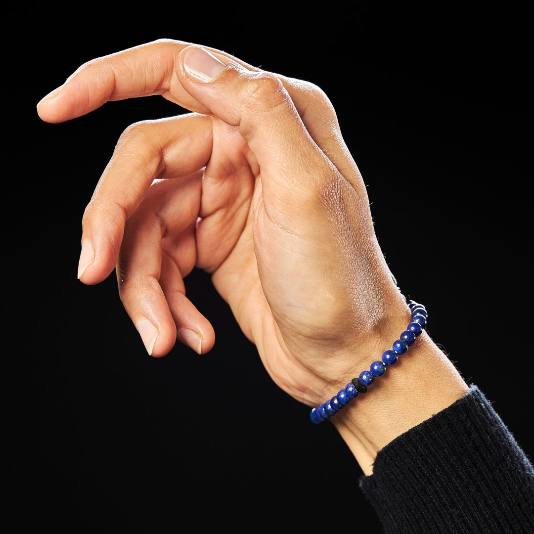 The Traveller Sibha Bracelet: Lapis Lazuli and Ebony - 33 Beads, 5.5mm