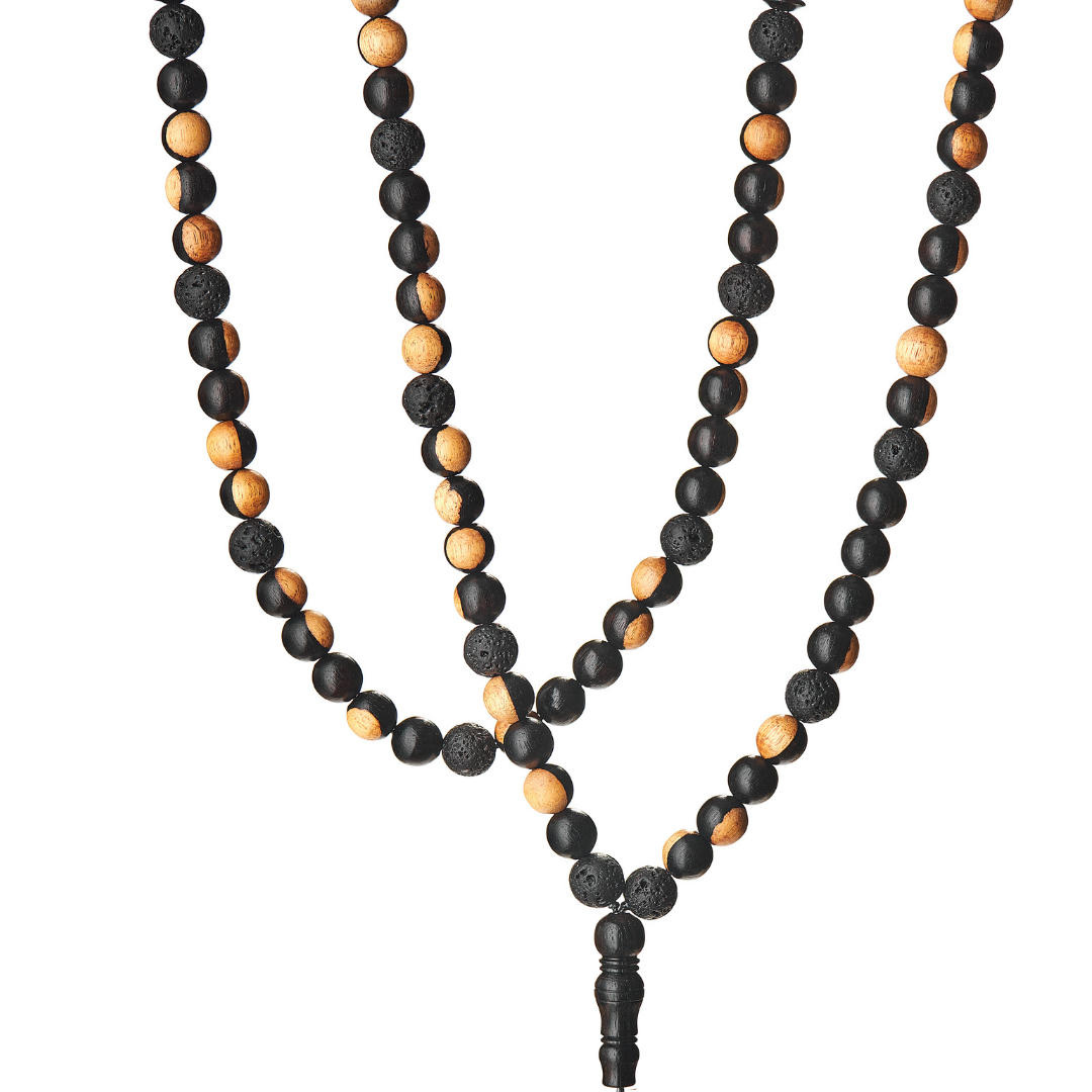 The Companion Sibha Bracelet: Mosaic Ebony and Lava - 99 Beads, 8mm