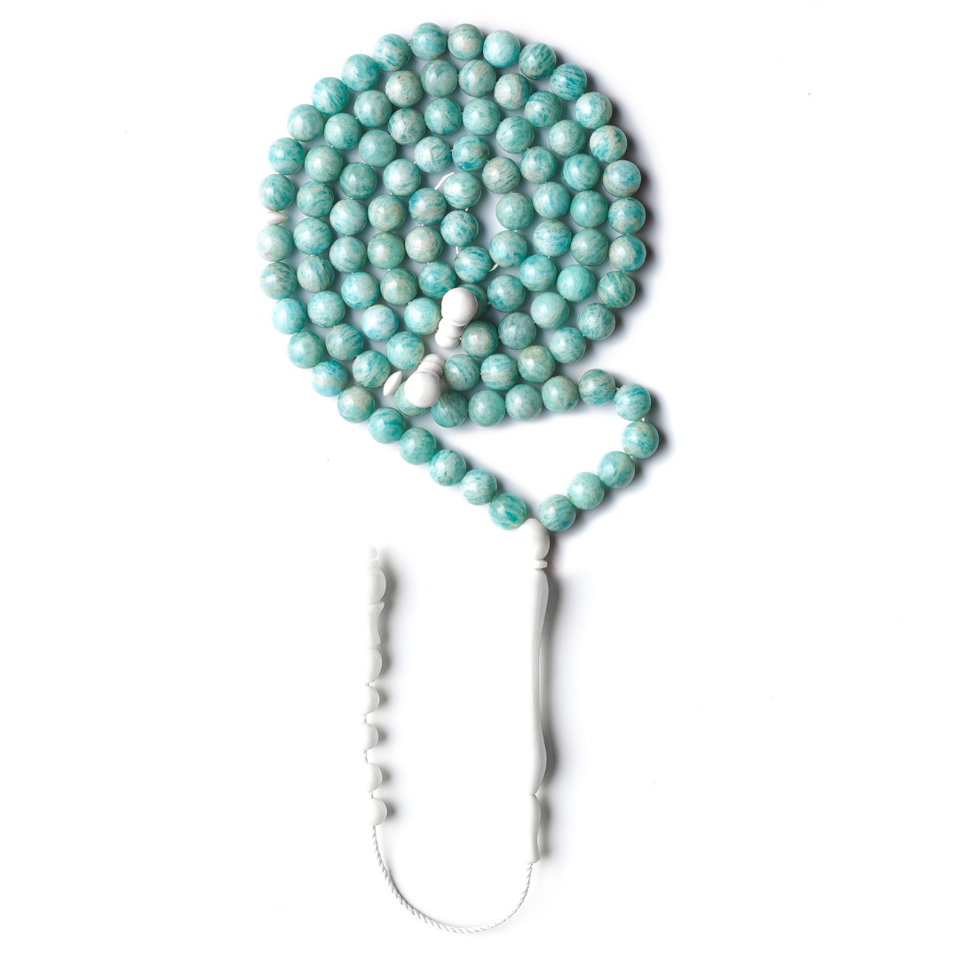 The Oceana Sibha: Amazonite and Dromedary - 99 Beads, 8mm