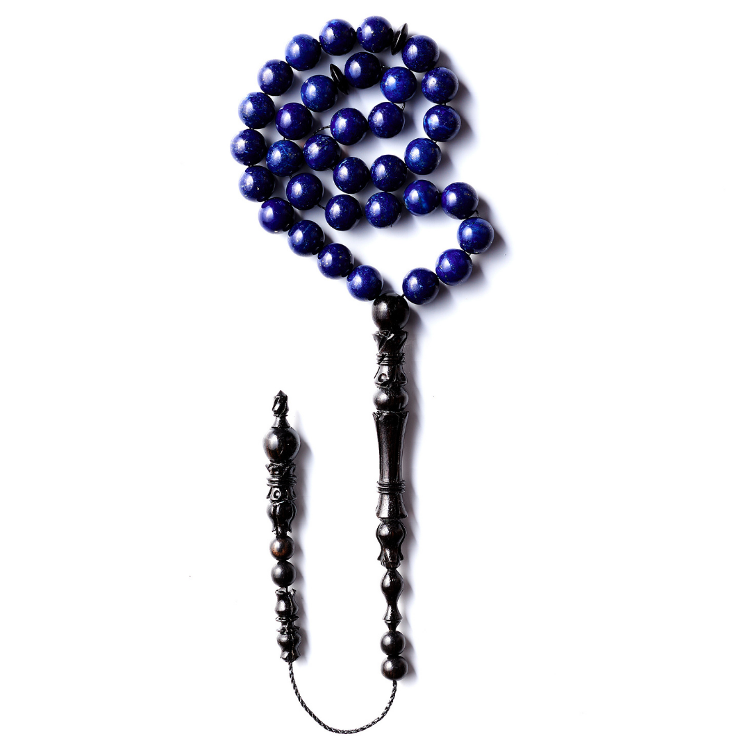 The Celestial Sibha: Lapis Lazuli and Ebony - 33 Beads, 10mm