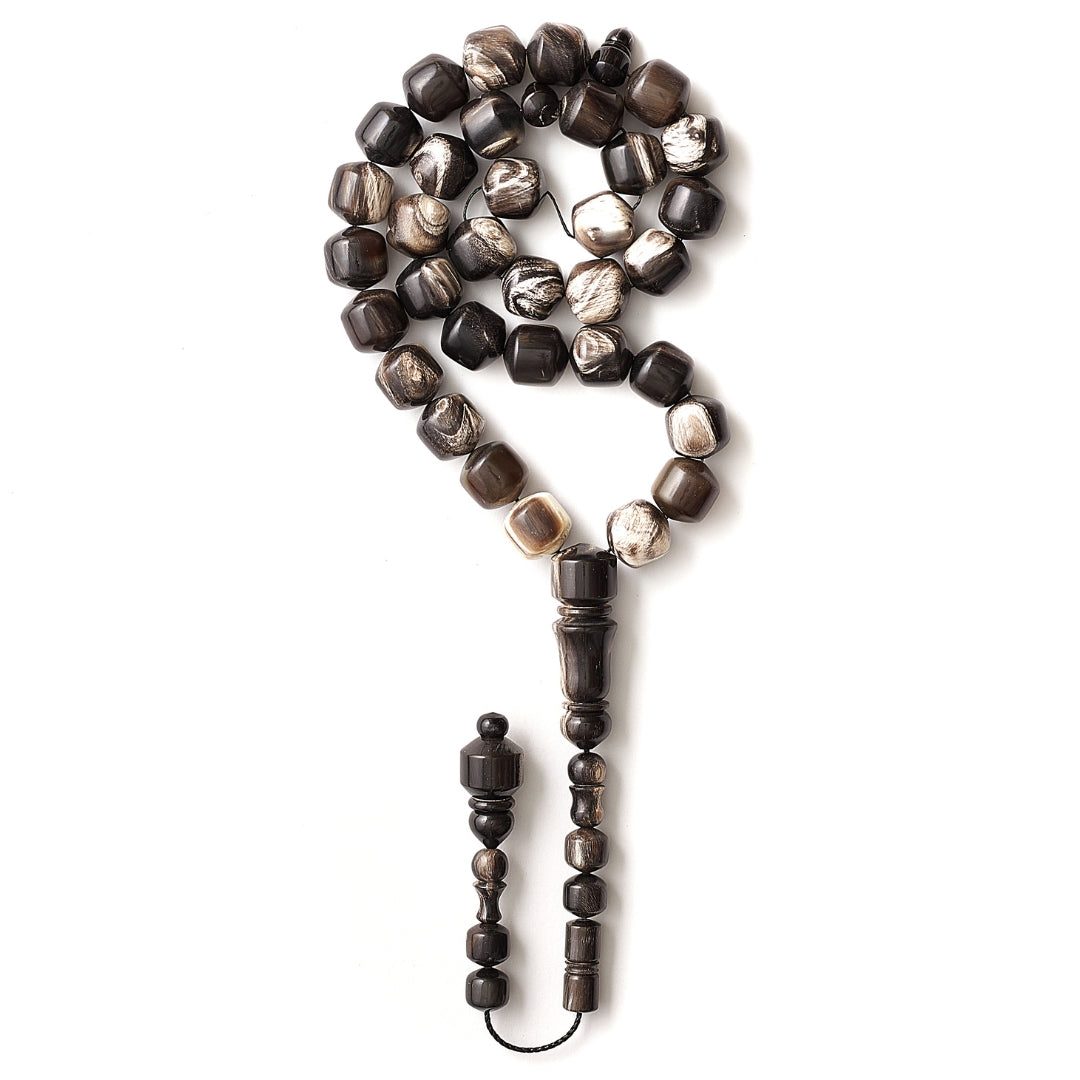 The Connoisseur Sibha: Marbled Bubalus (Pomme Edition), 33 Beads, 13mm