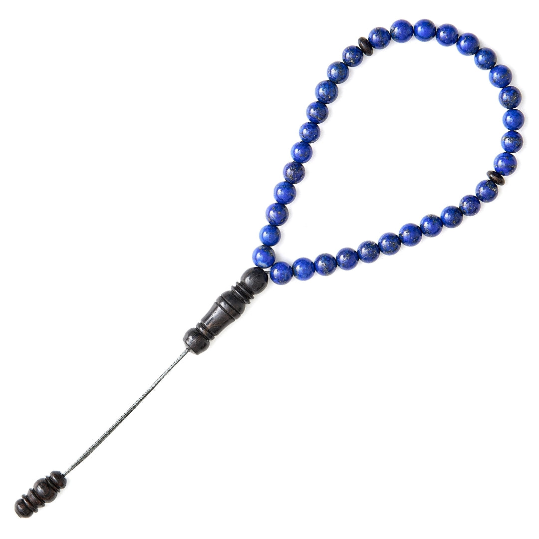 The Traveller Sibha Bracelet: Lapis Lazuli and Ebony - 33 Beads, 5.5mm