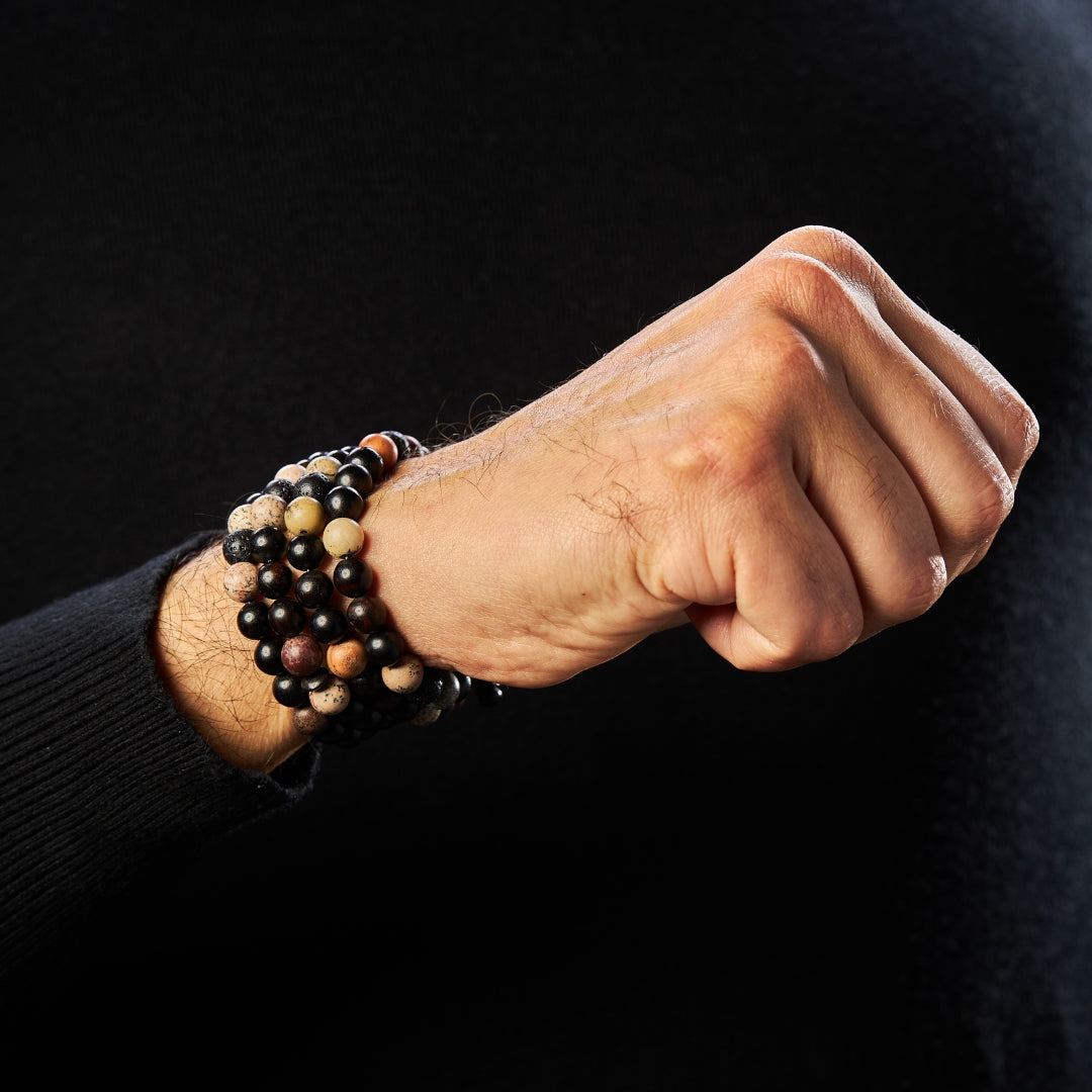 The Companion Sibha Bracelet: Artistic Jasper and Ebony - 99 Beads, 8mm