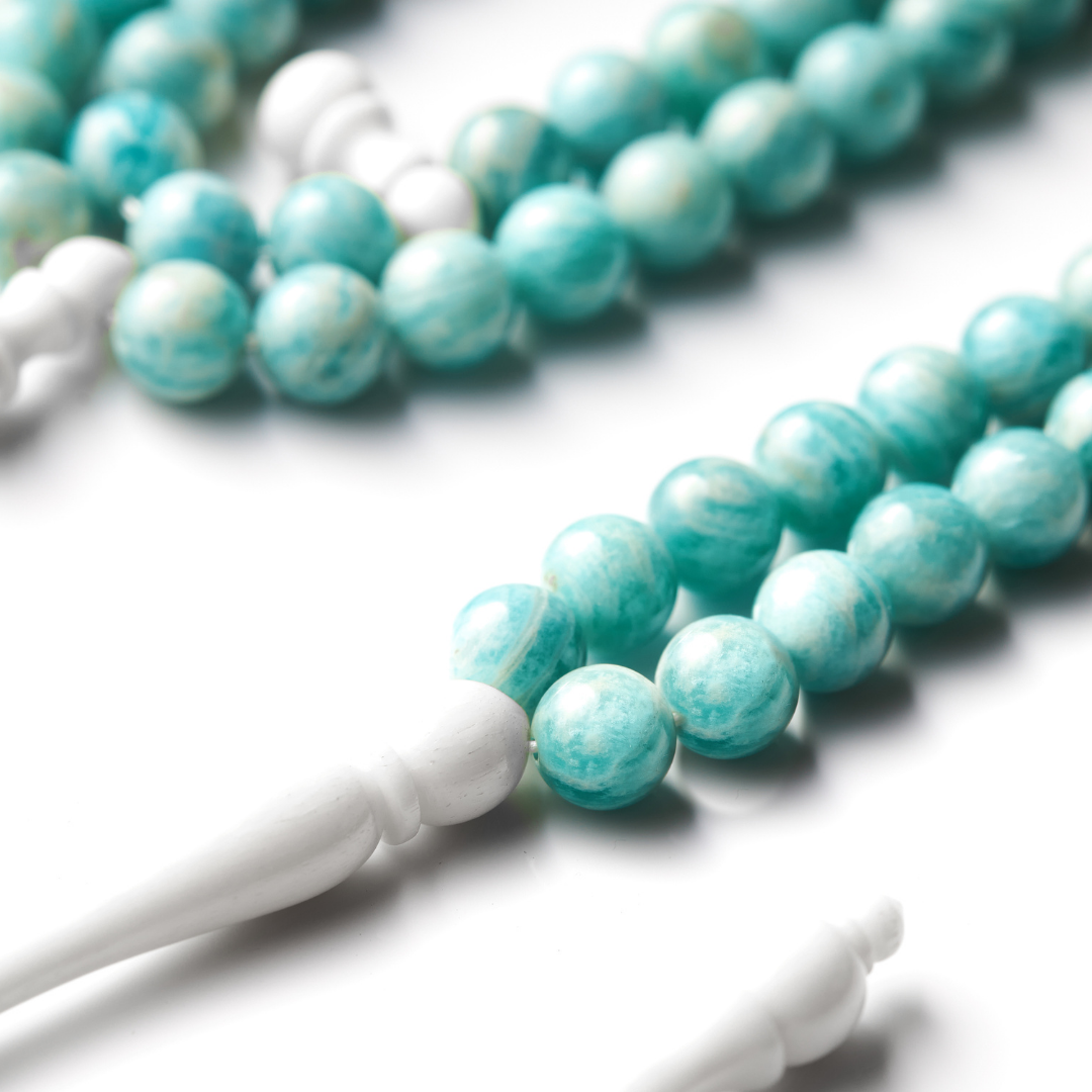 The Oceana Sibha: Amazonite and Dromedary - 99 Beads, 8mm