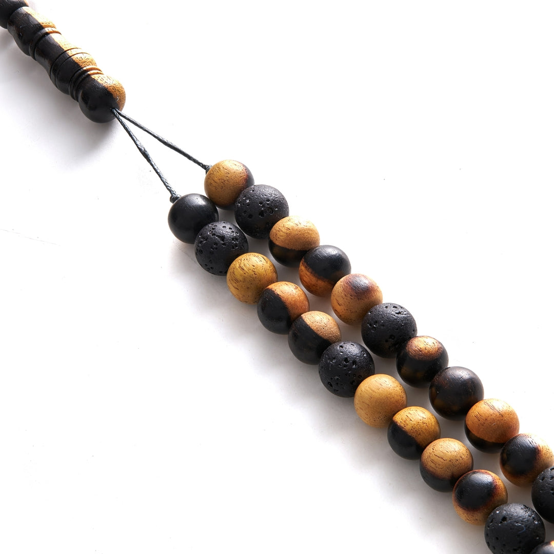 The Companion Sibha Bracelet: Mosaic Ebony and Lava - 99 Beads, 8mm