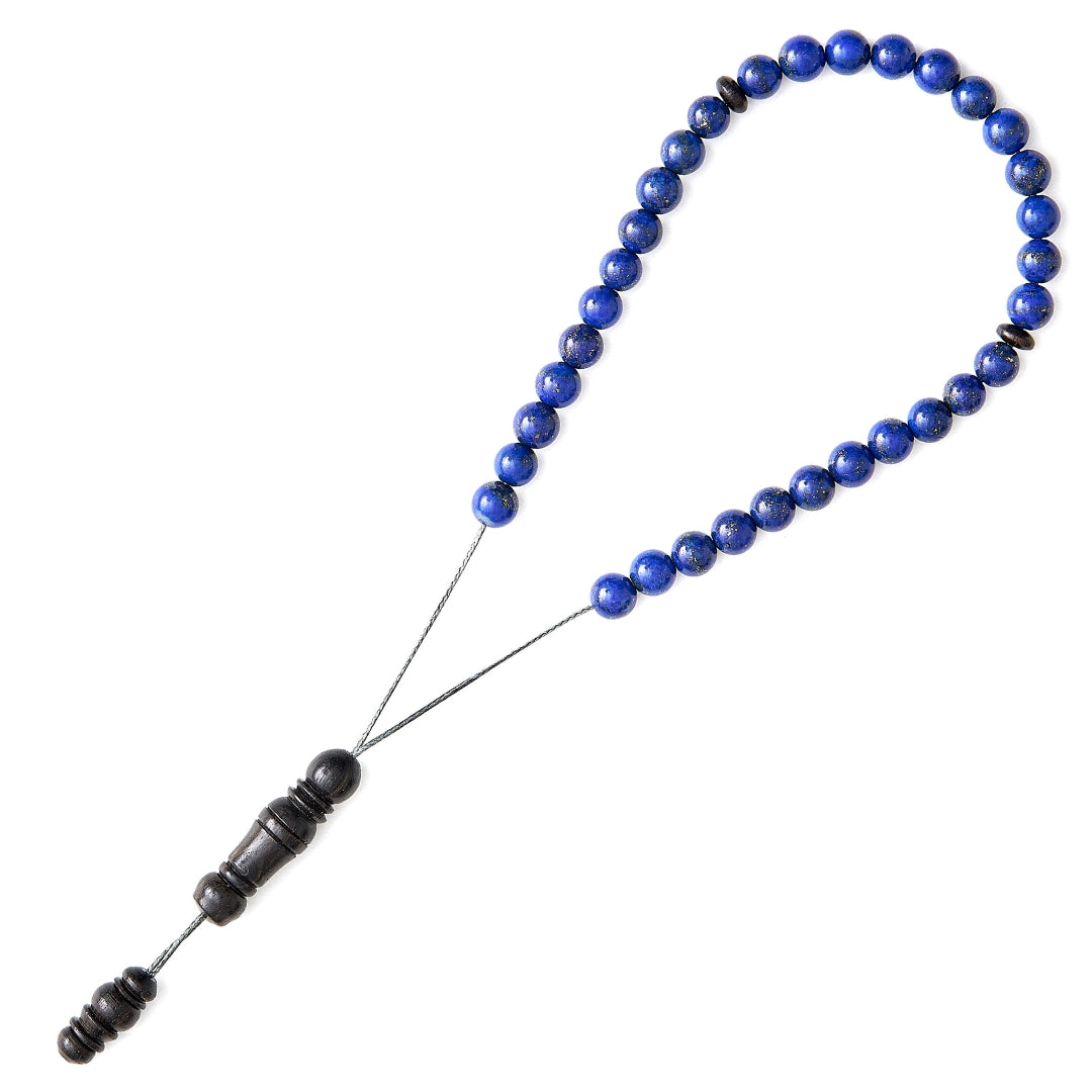 The Traveller Sibha Bracelet: Lapis Lazuli and Ebony - 33 Beads, 5.5mm