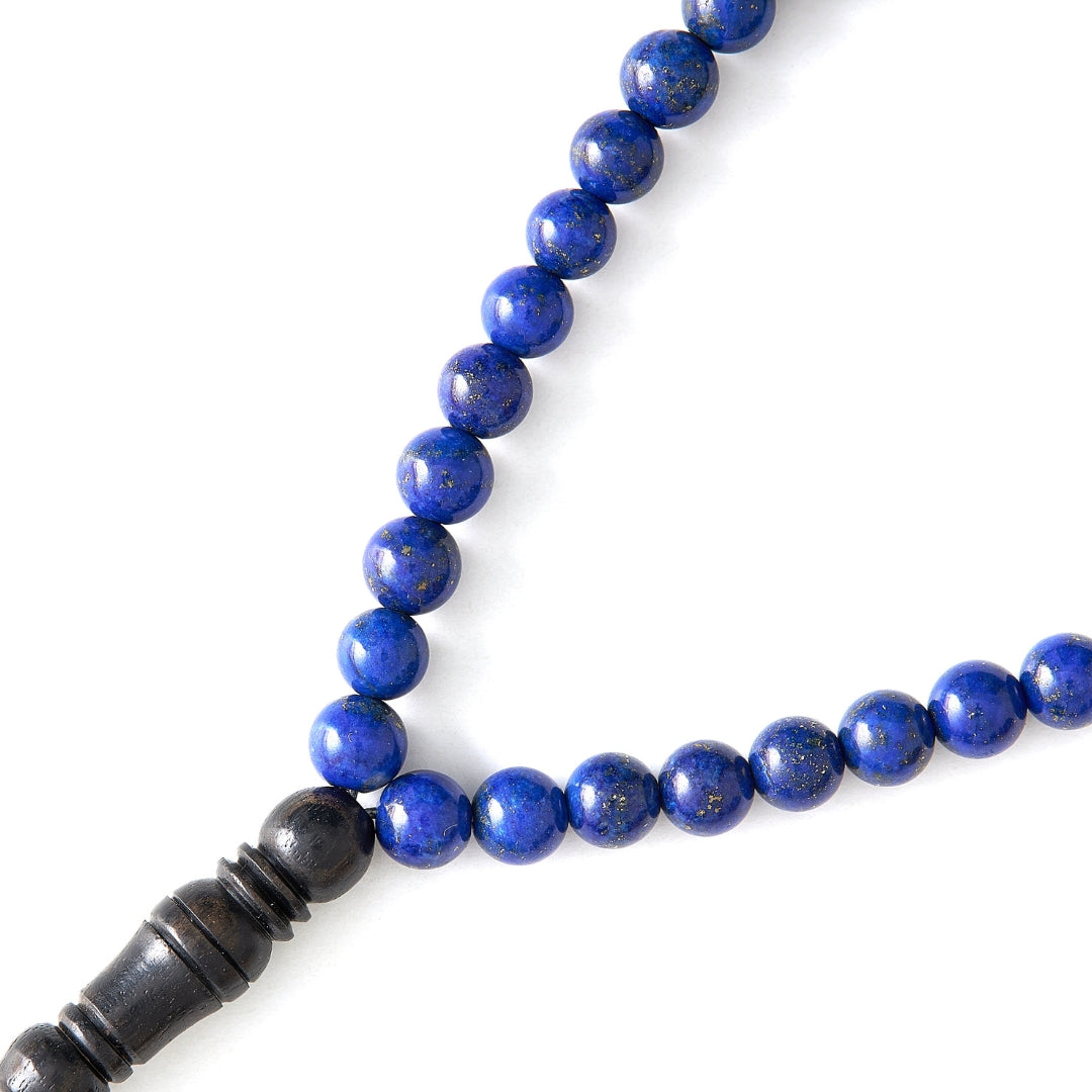 The Traveller Sibha Bracelet: Lapis Lazuli and Ebony - 33 Beads, 5.5mm