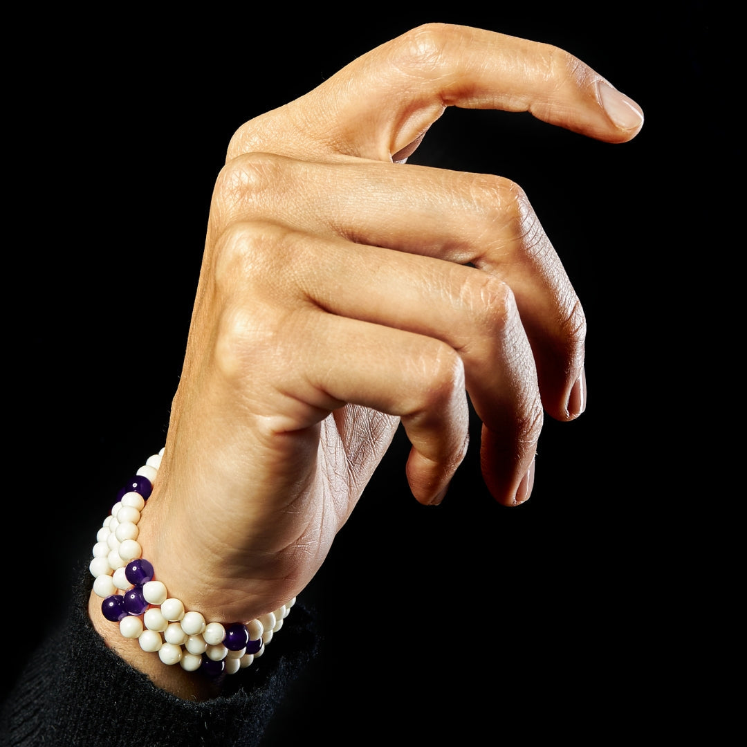The Traveller Sibha Bracelet: Amethyst & Dromedary - 99 Beads, 5.5mm