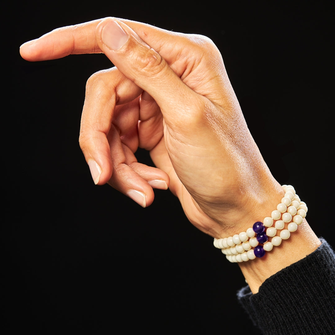 The Traveller Sibha Bracelet: Amethyst & Dromedary - 99 Beads, 5.5mm