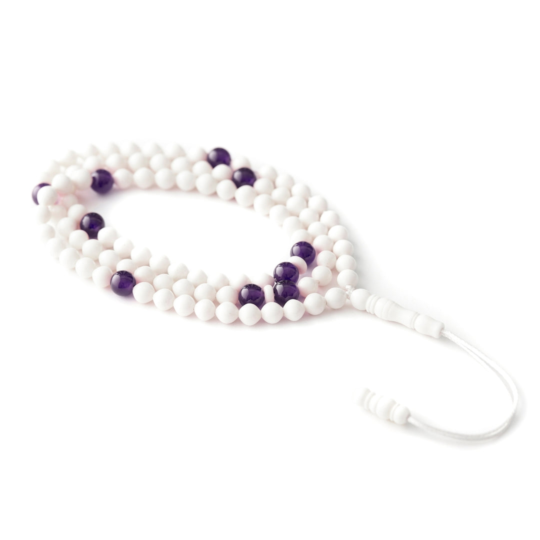 The Traveller Sibha Bracelet: Amethyst & Dromedary - 99 Beads, 5.5mm