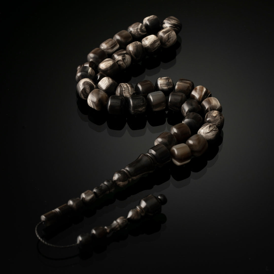 The Connoisseur Sibha: Marbled Bubalus (Pomme Edition), 33 Beads, 13mm