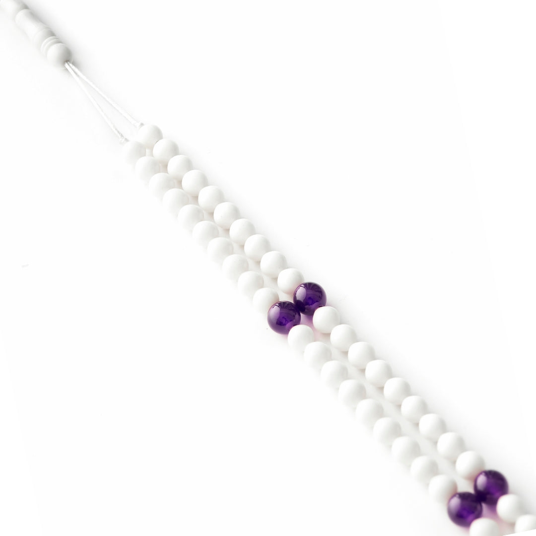 The Traveller Sibha Bracelet: Amethyst & Dromedary - 99 Beads, 5.5mm