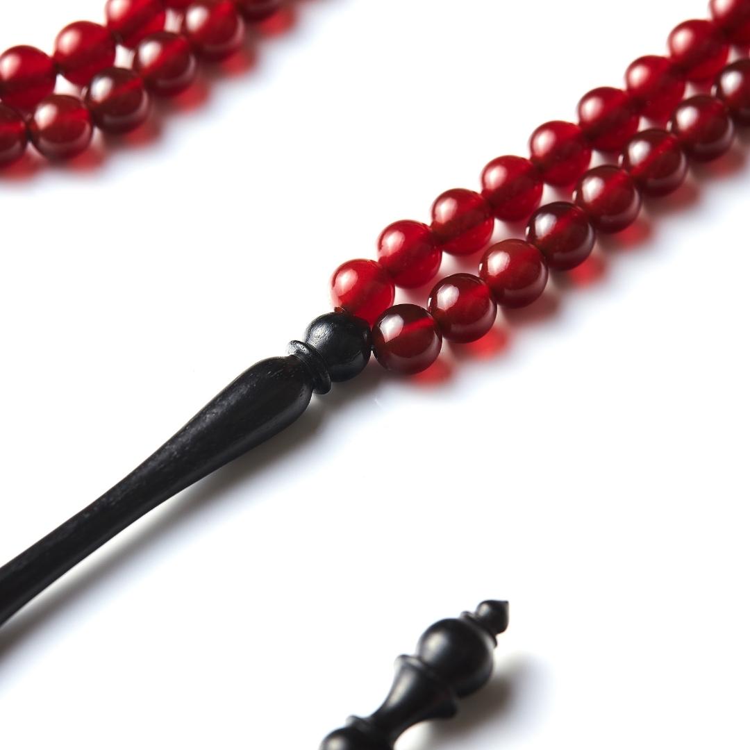 The Beloved Sibha: Aqeeq and Ebony - 99 Beads, 6mm