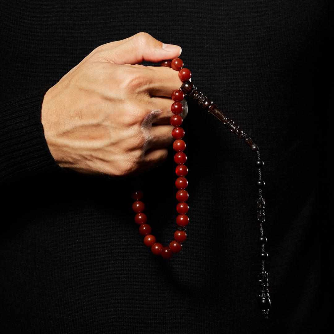 Beloved Aqeeq Stones - 33 Blessings Collection - Limited Edition - 33 beads-Islamic Prayer Beads- Tasbih-Misbah-سبحة-مسبحة-BasmalaBeads-Basmala