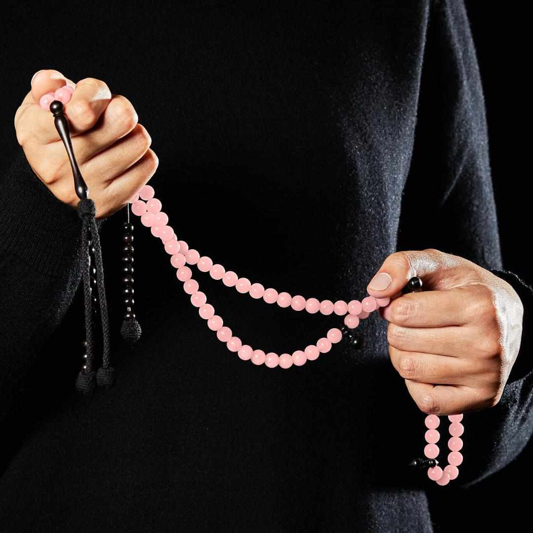 Delicate Rose Quartz Gemstones - Africana Collection - The Lady - 100 Beads-Islamic Prayer Beads- Tasbih-Misbah-سبحة-مسبحة-BasmalaBeads-Basmala