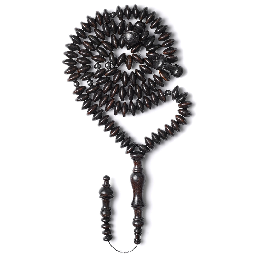 The MasterClass Ebony Disk - Ebony & Hematite Sibha, 99 Beads (20 mm)