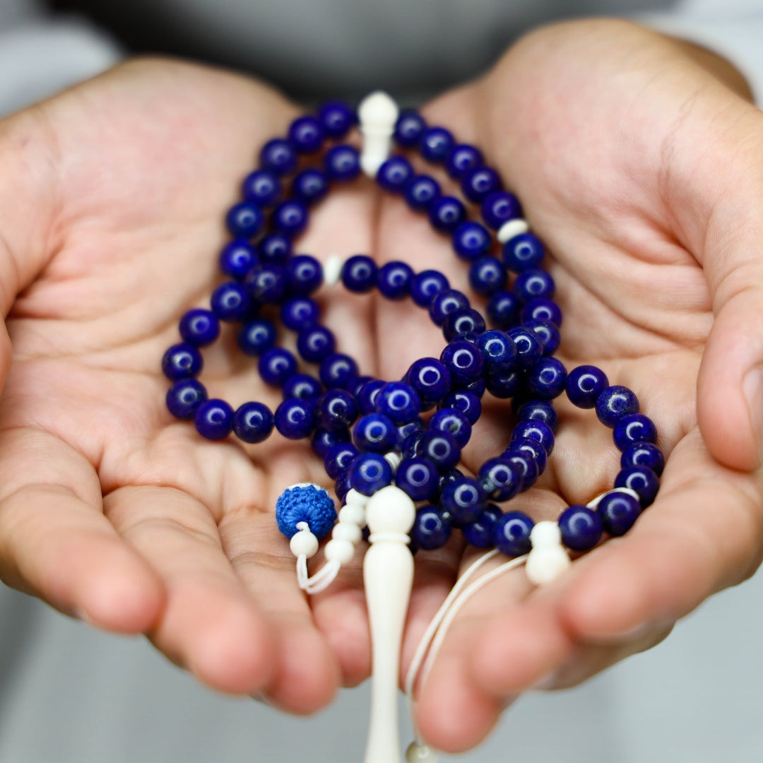 The One-Million Sibha: Lapis Lazuli and Dromedary - 100 Beads, 8mm