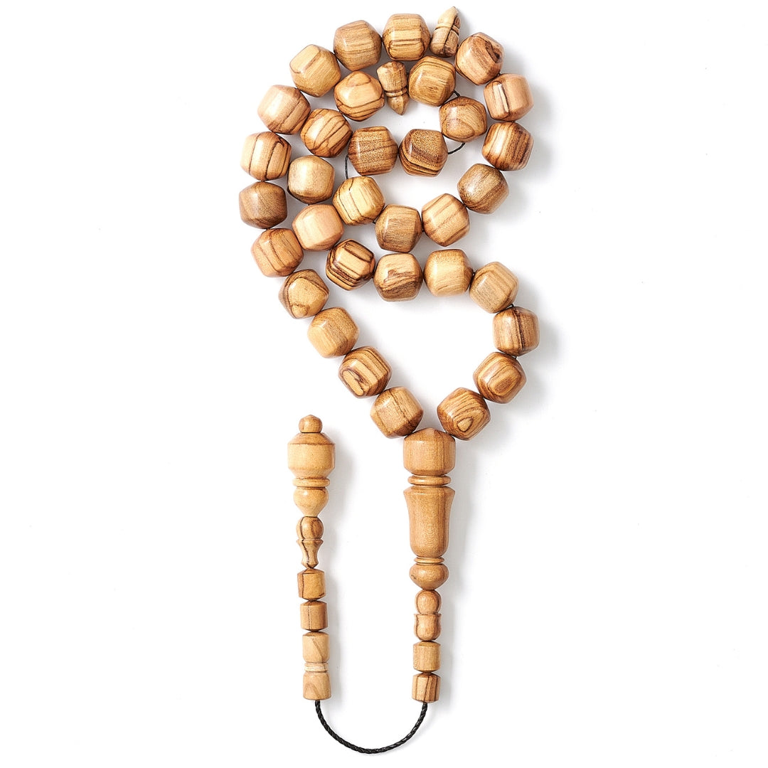 The Connoisseur Sibha: Grained Olive Wood (Pomme Edition), 33 Beads, 13mm