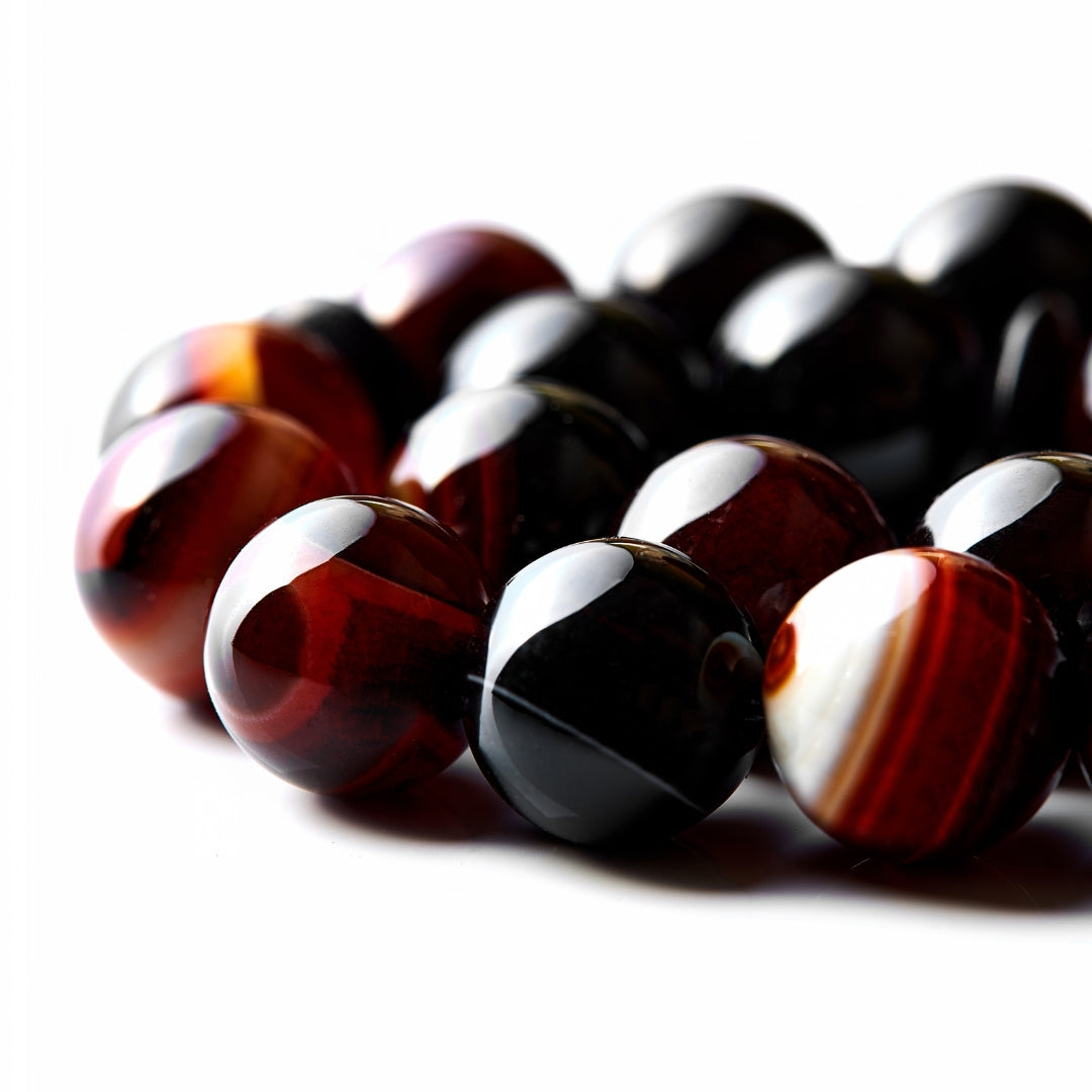The Sublime Sibha: Sulieman's Aqeeq and Ebony - 33 Beads, 10mm