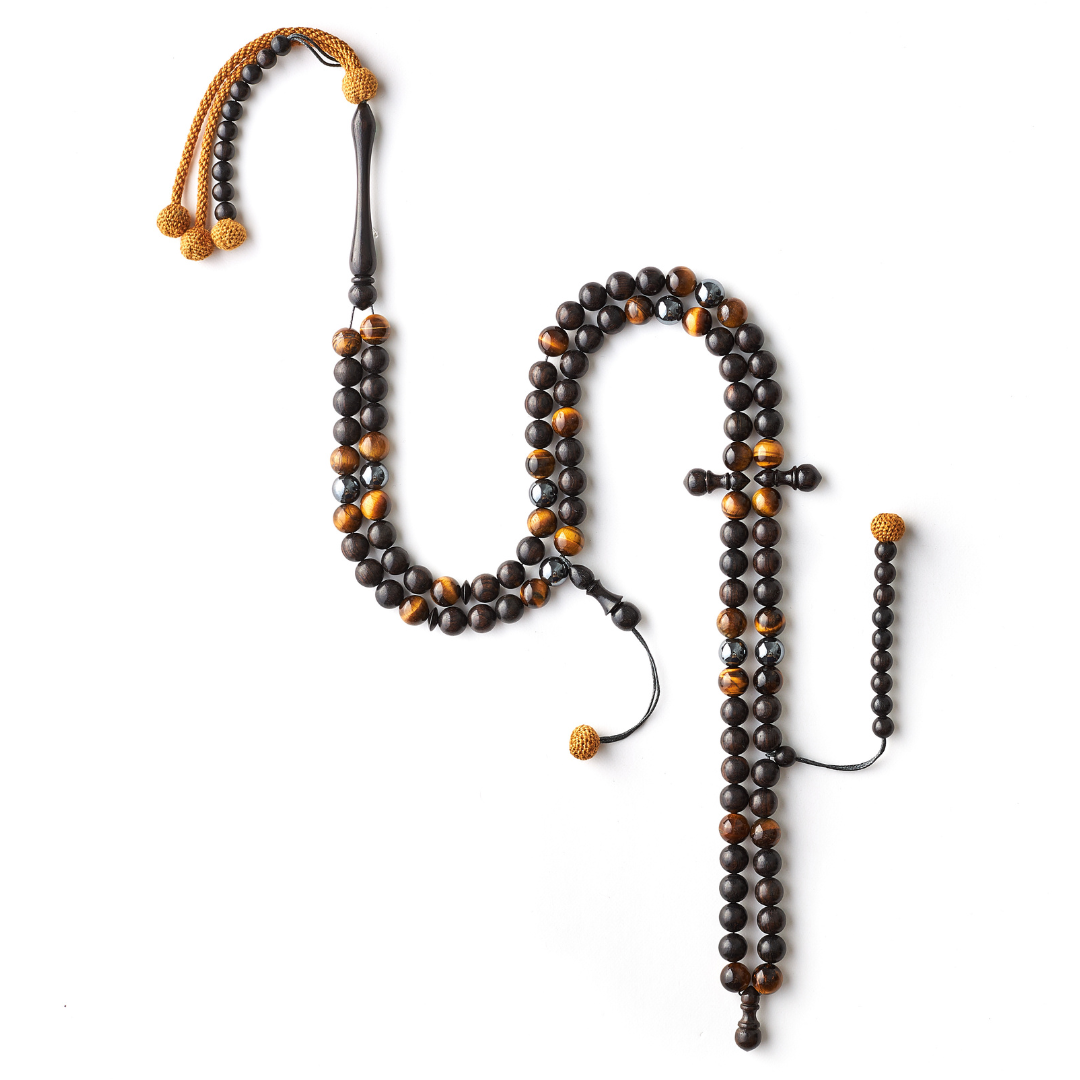The One-Million Sibha: Tiger's Eye, Hematite, and Ebony - 100 Beads, 8mm