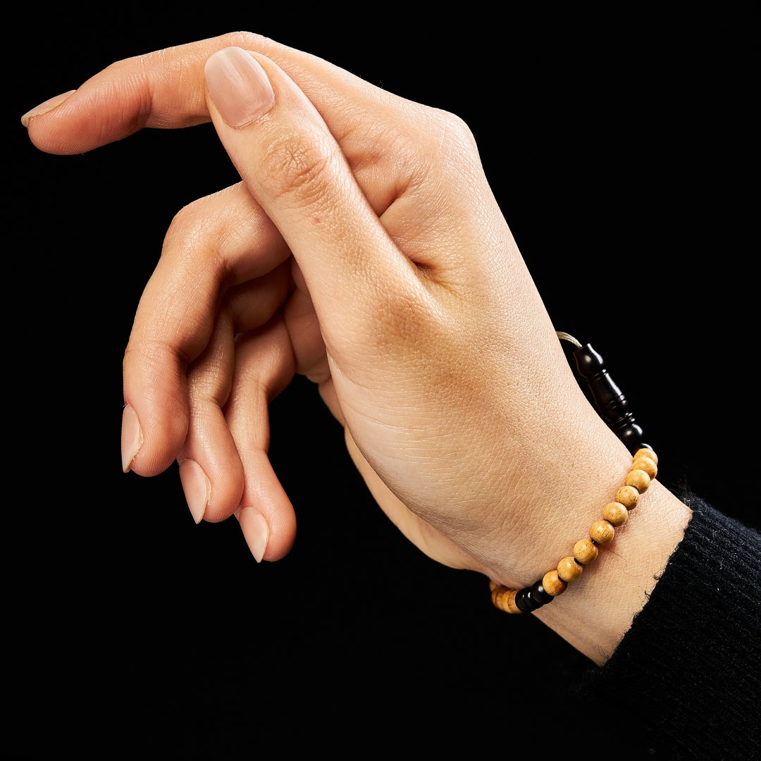 The Traveller Sibha Bracelet: Ebony Sapwood - 33 Beads, 5mm