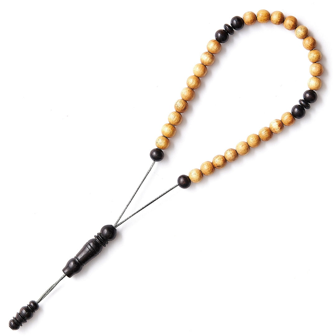 The Traveller Sibha Bracelet: Ebony Sapwood - 33 Beads, 5mm