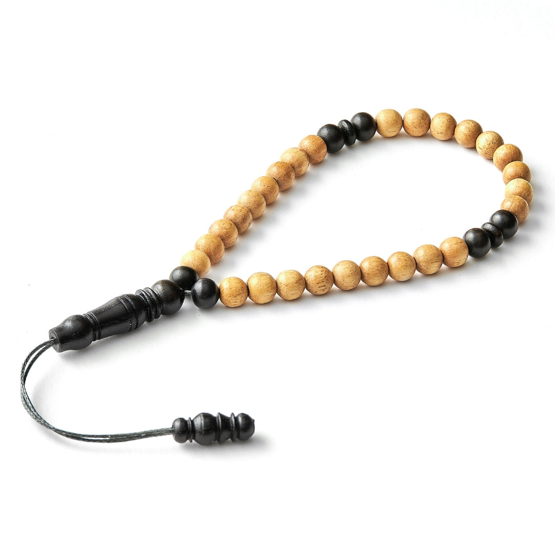 The Traveller Sibha Bracelet: Ebony Sapwood - 33 Beads, 5mm