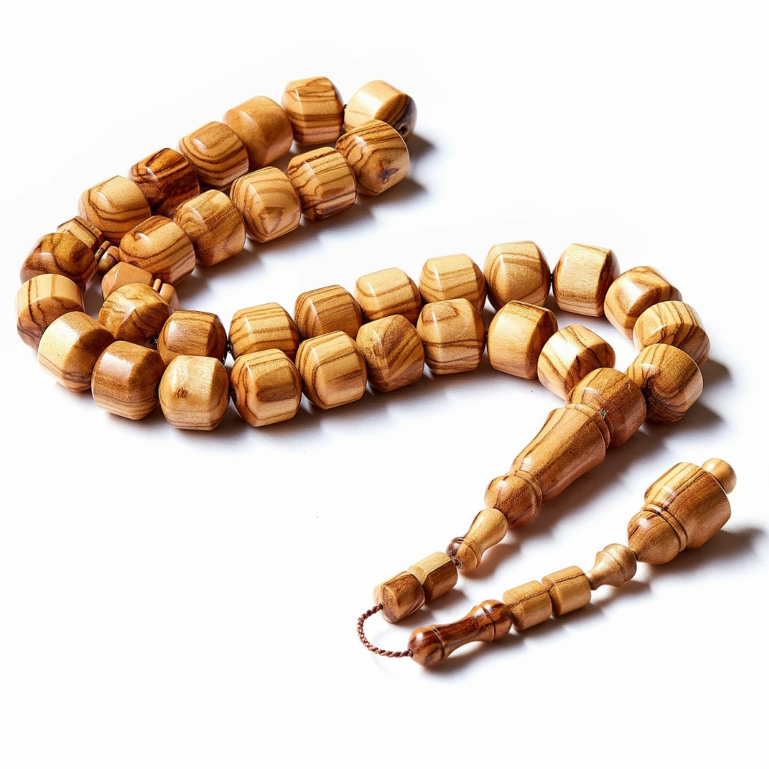 The Connoisseur Sibha: Grained Olive Wood (Pomme Edition), 33 Beads, 13mm