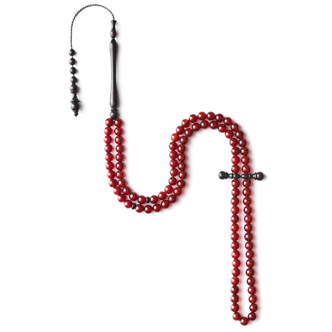 The Beloved Sibha: Aqeeq and Ebony - 99 Beads, 6mm