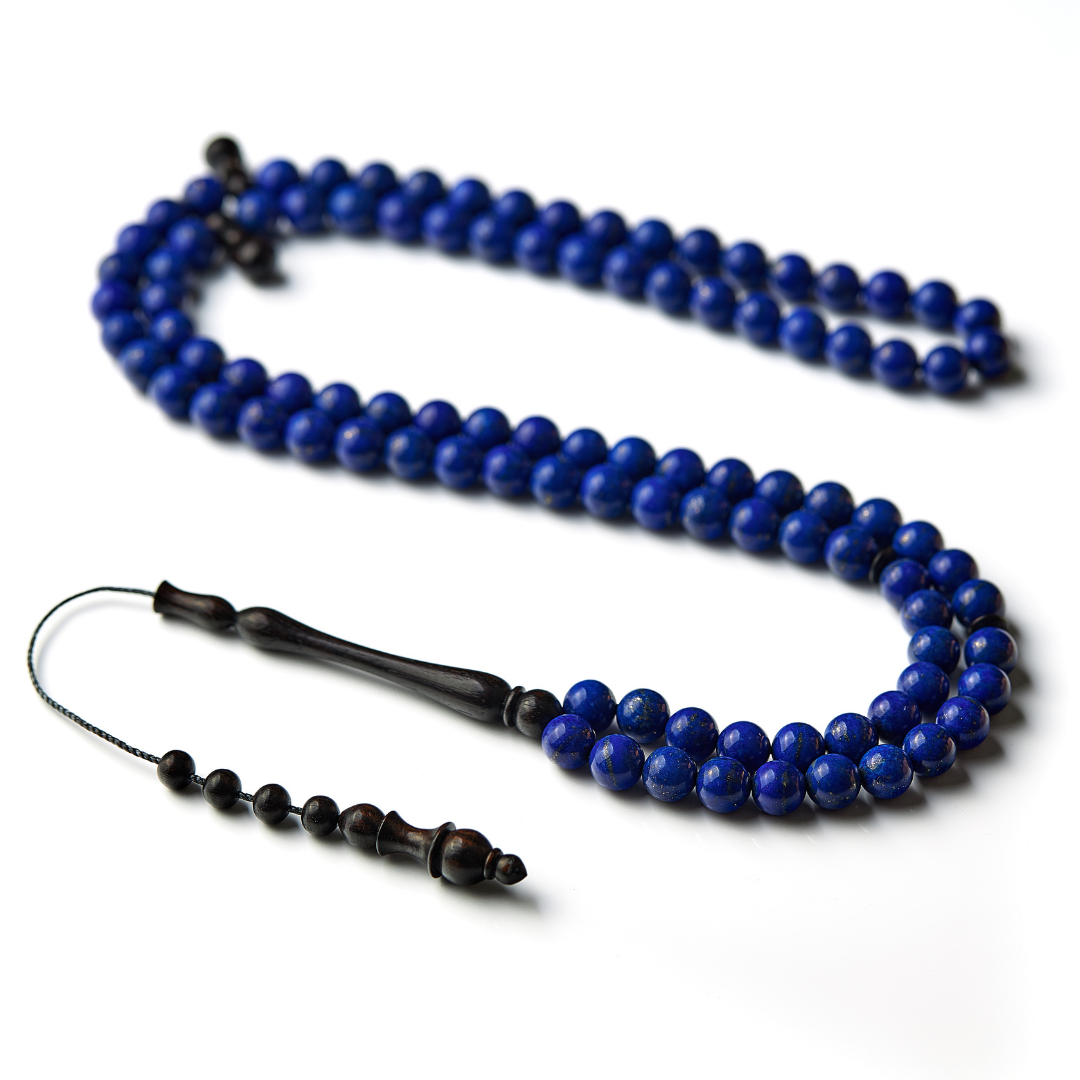 The Celestial Sibha - Lapis Lazuli and Ebony - 99 Beads, 8mm