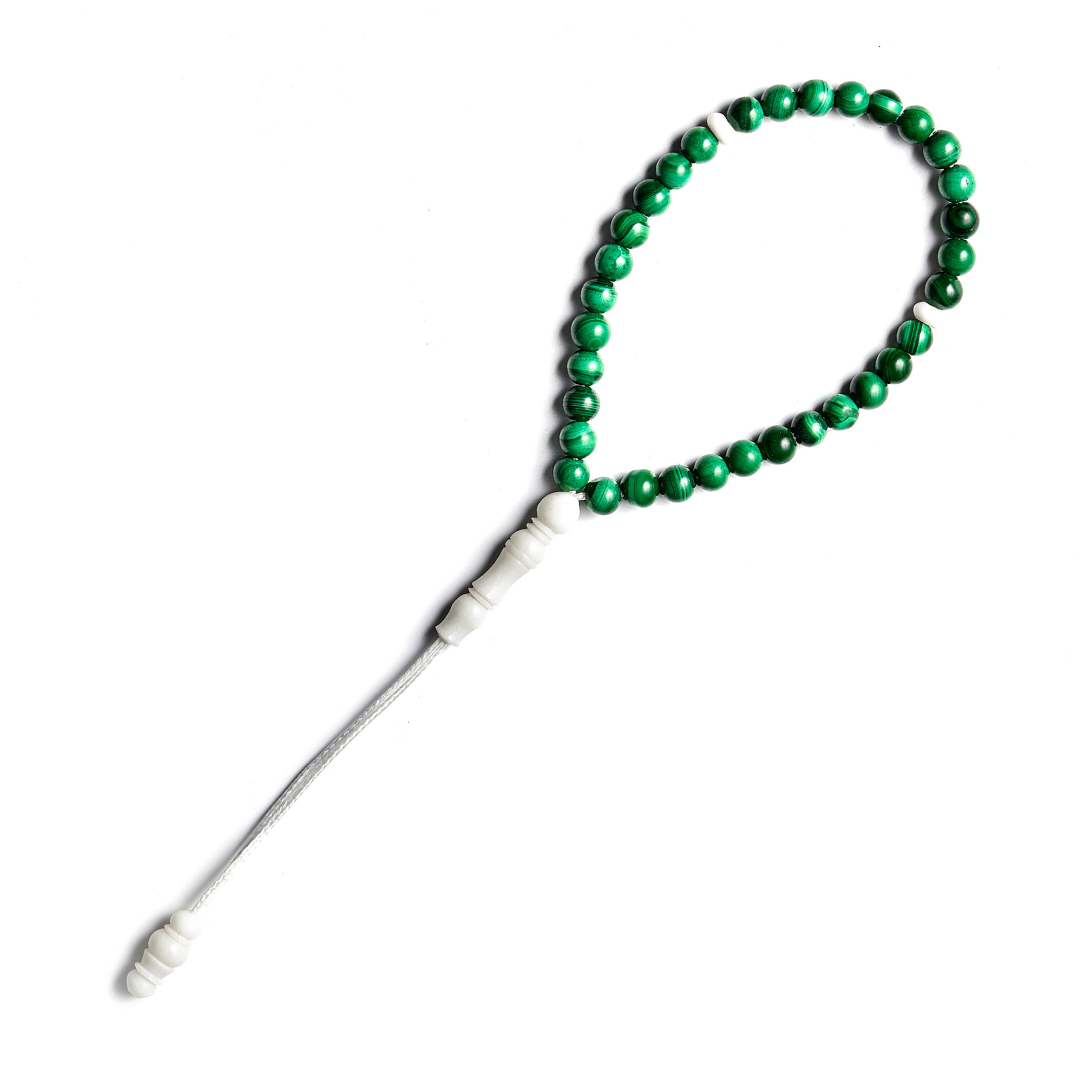 The Traveller Sibha Bracelet: Malachite and Dromedary - 33 Beads, 5mm