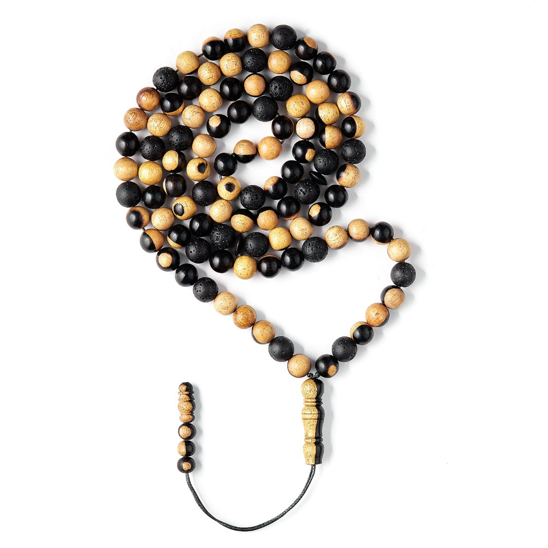 The Companion Sibha Bracelet: Mosaic Ebony and Lava - 99 Beads, 8mm