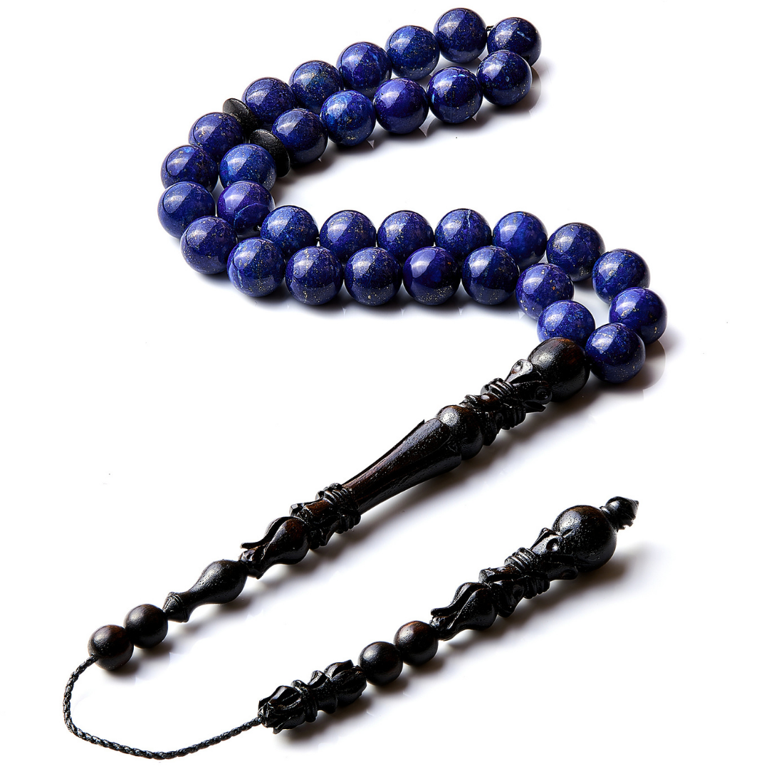 The Celestial Sibha: Lapis Lazuli and Ebony - 33 Beads, 10mm