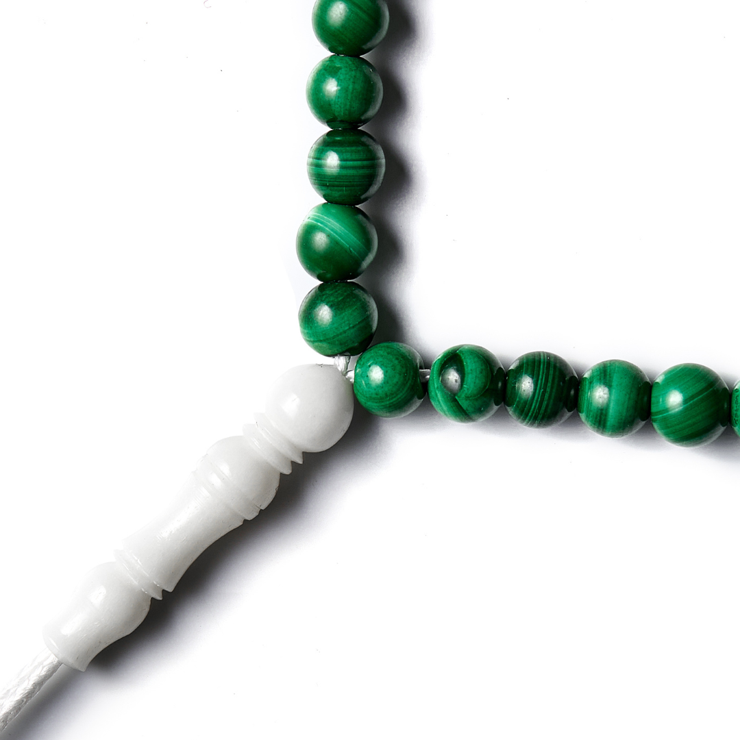 The Traveller Sibha Bracelet: Malachite and Dromedary - 33 Beads, 5mm