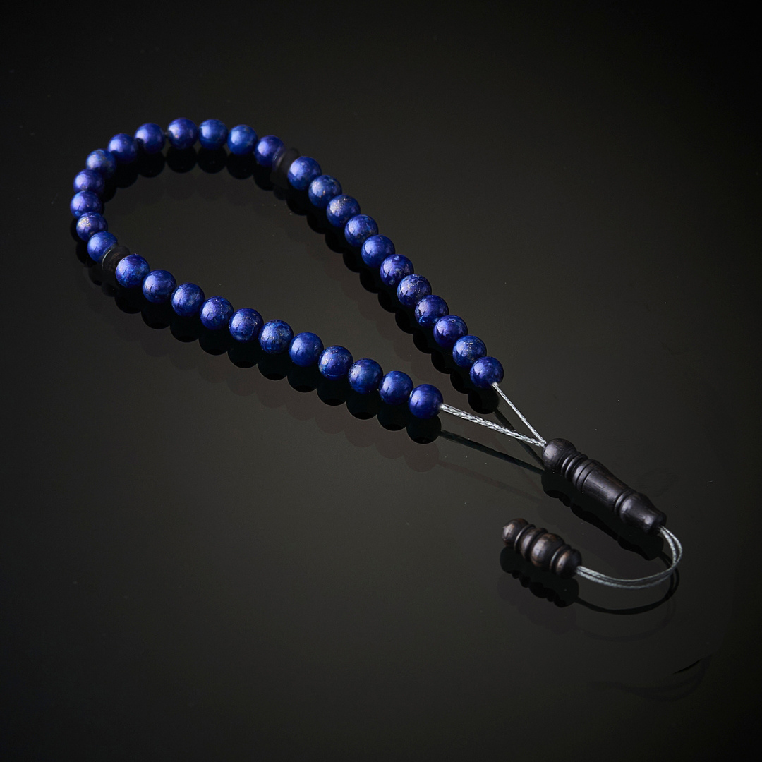 The Traveller Sibha Bracelet: Lapis Lazuli and Ebony - 33 Beads, 5.5mm