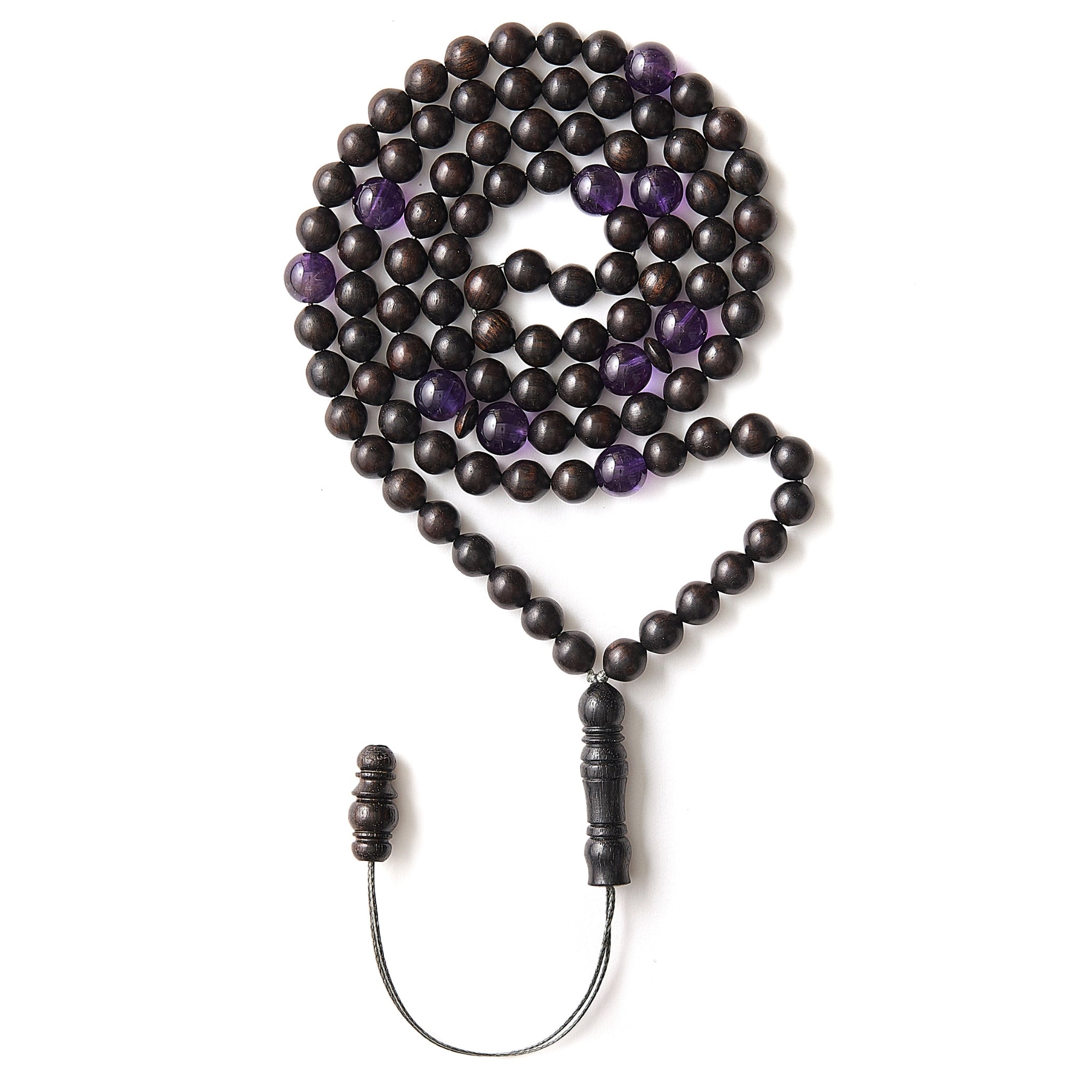 The Traveller Sibha Bracelet: Amethyst and Ebony - 99 Beads, 5.5mm