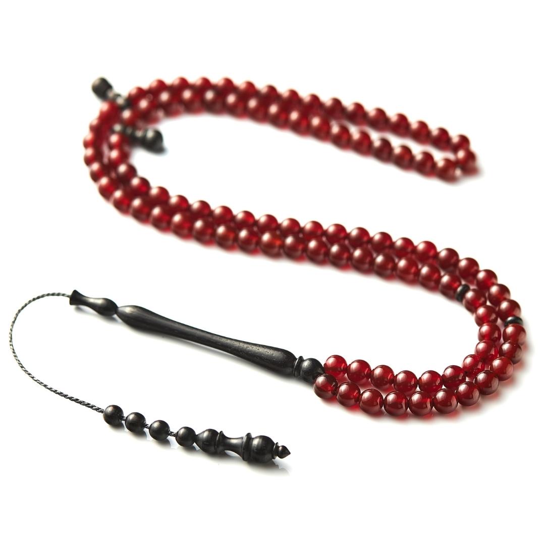 The Beloved Sibha: Aqeeq and Ebony - 99 Beads, 6mm