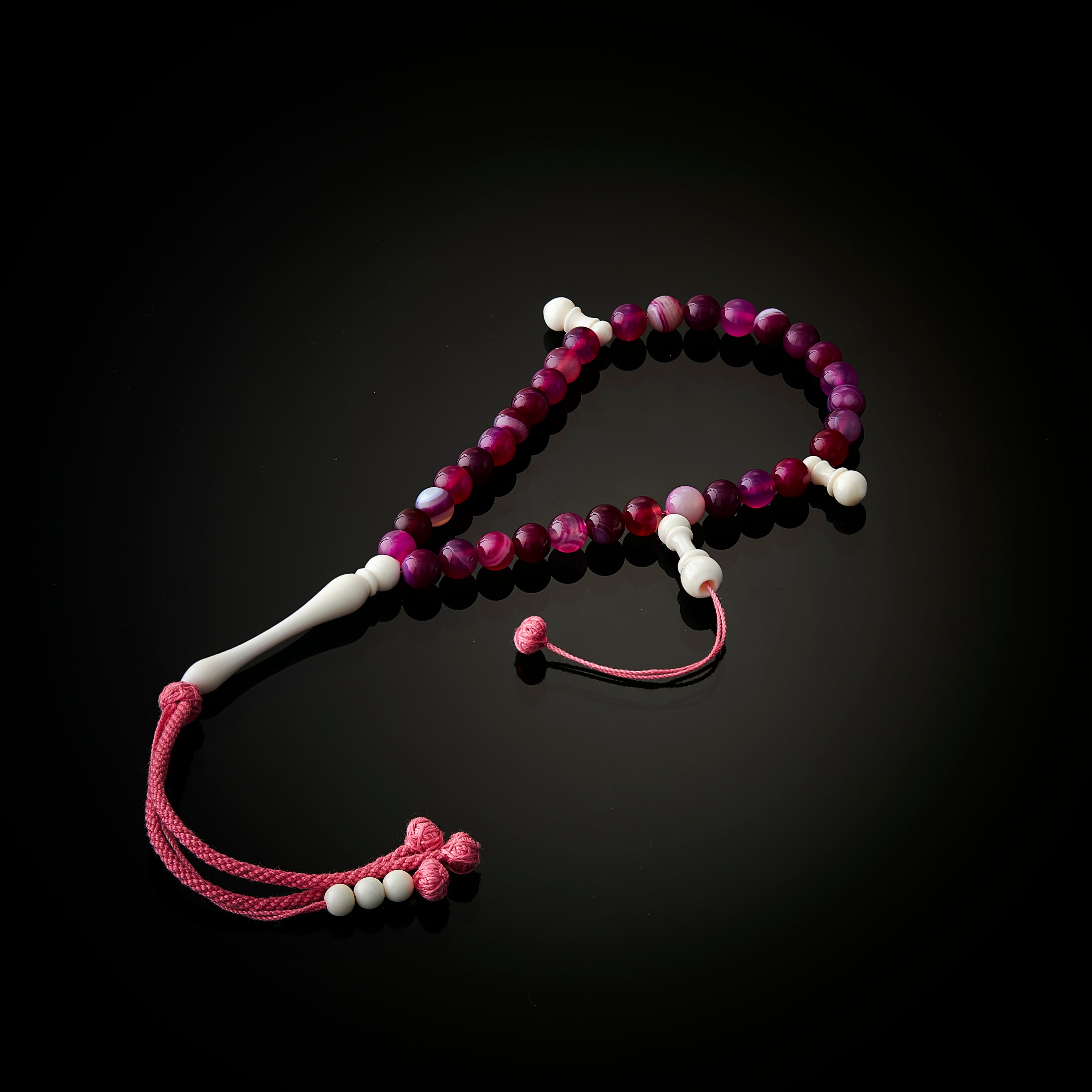 The Young Seeker's Sibha: Pink Aqeeq - 33 Beads, 8mm
