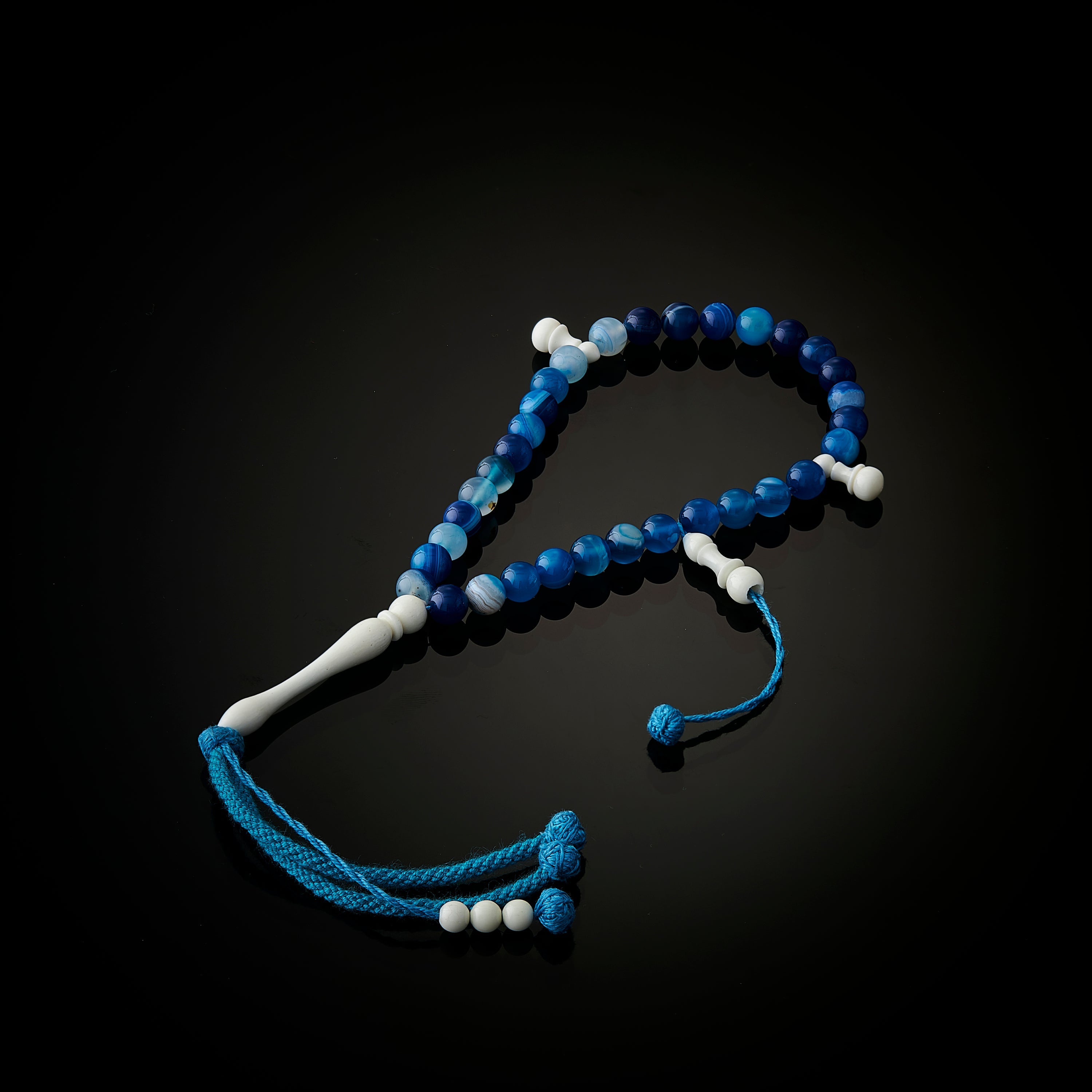 The Young Seeker's Sibha: Blue Aqeeq - 33 Beads, 8mm