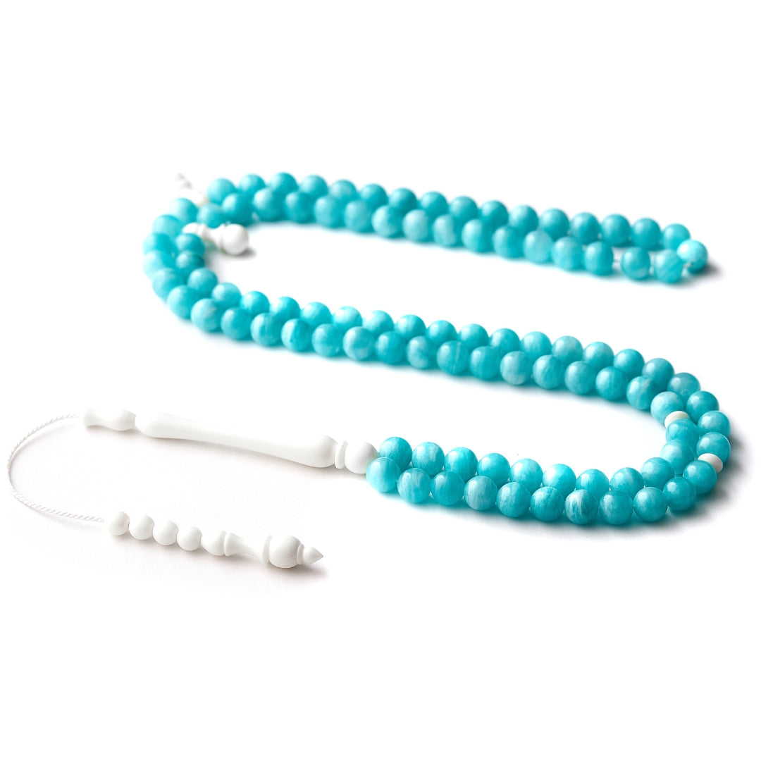 The Oceana Sibha: Rare Amazonite and Dromedary - 99 Beads, 8mm