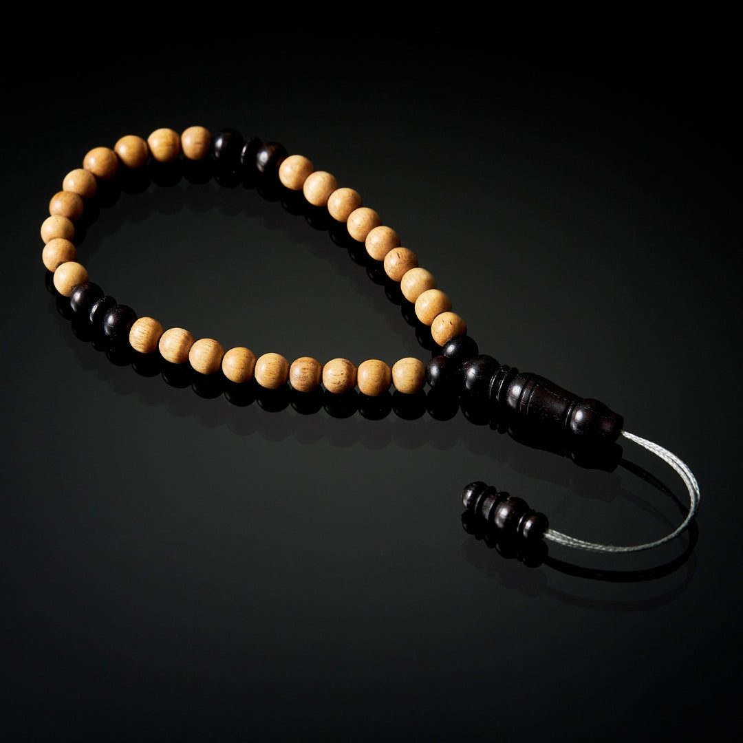 The Traveller Sibha Bracelet: Ebony Sapwood - 33 Beads, 5mm